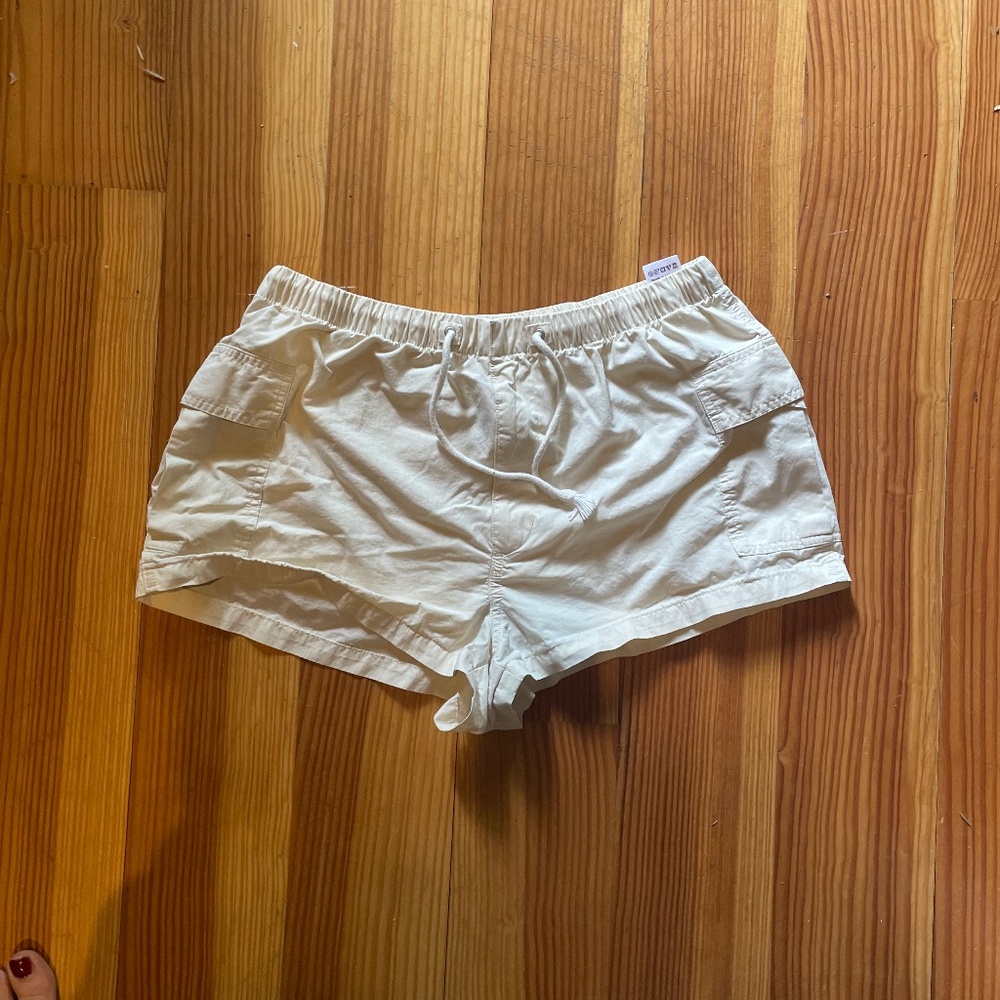 Cream cargo shorts